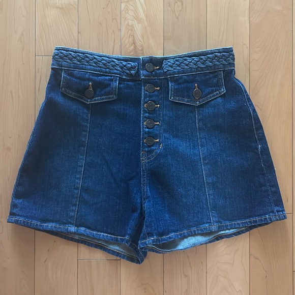 Veronica Beard Pants - Veronica Beard Sophie Denim Shorts with Braided Waist Size 27
